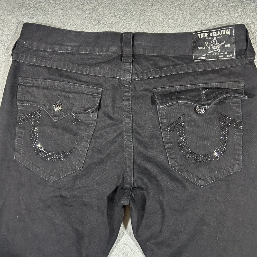 True Religion Men's 36 Ricky Relaxed Straight Black Denim Jeans #3319